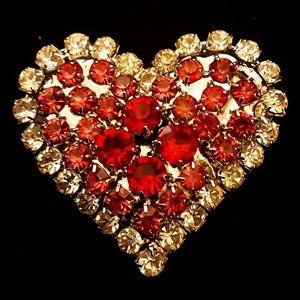 Rhinestone Heart Pendant? Vintage Scarf Slide? Valentines Day Gift Upcycle?
